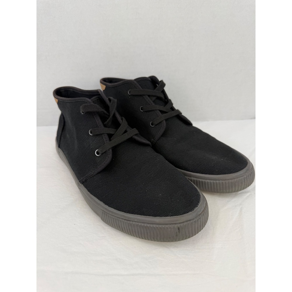 TOMS Mens Black Canvas Chukka Sneakers Mid Top Lace Up Shoes 9.5